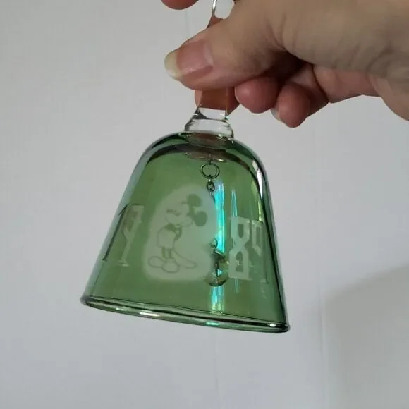 Vintage Disney Mickey Mouse Blue Green Iridescent Crystal Bell 1989 - Picture 4 of 4